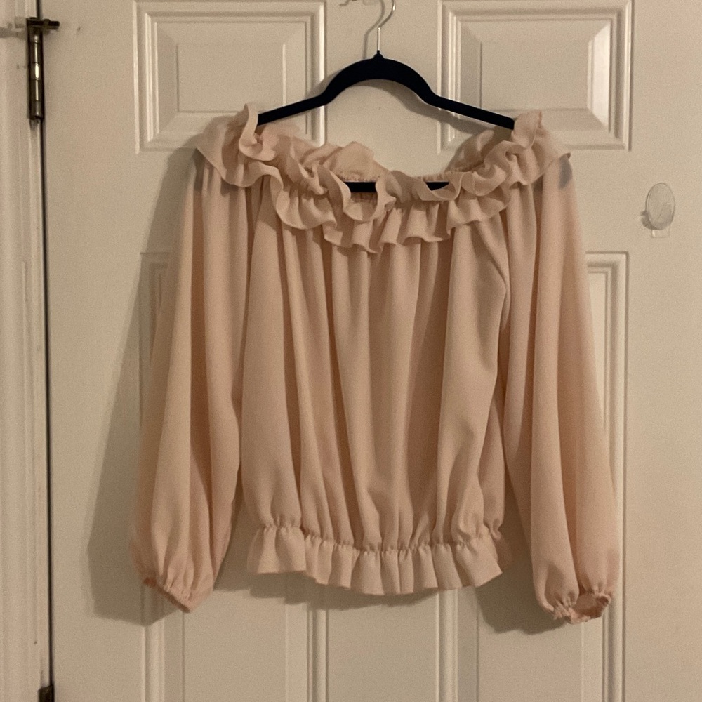 Elegant Ruffled Light Pink Blouse